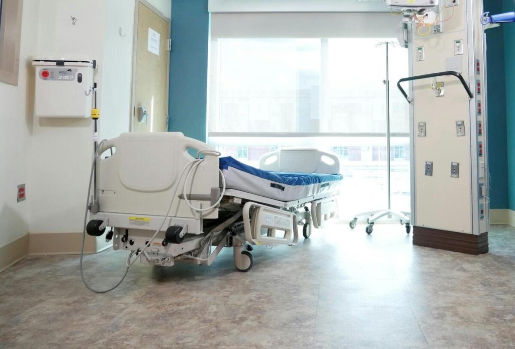 hospital gurney in room